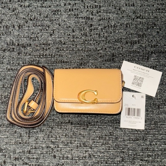Coach 1941 Bandit Card Case Belt Bag in Brass/Tan Luxe Refined Calf Leather NWT - Picture 5 of 15